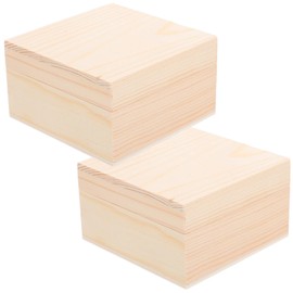 HOLIDYOYO Wooden Boxes 2pcs Unfinished Mini Wooden Boxes Pine Wood Crafts Small Keepsakes Box Unpainted DIY Box