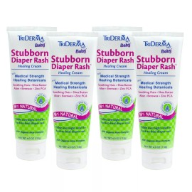 TriDerma Baby Stubborn Diaper Rash Healing Cream Value Pack, (4) 4 Ounce Tubes