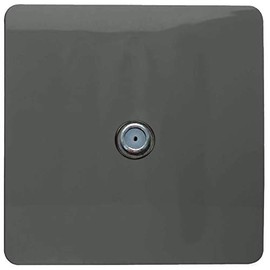 Trendi 1 Gang Artistic Modern Glossy Screwless Television Satellite Socket Charcoal