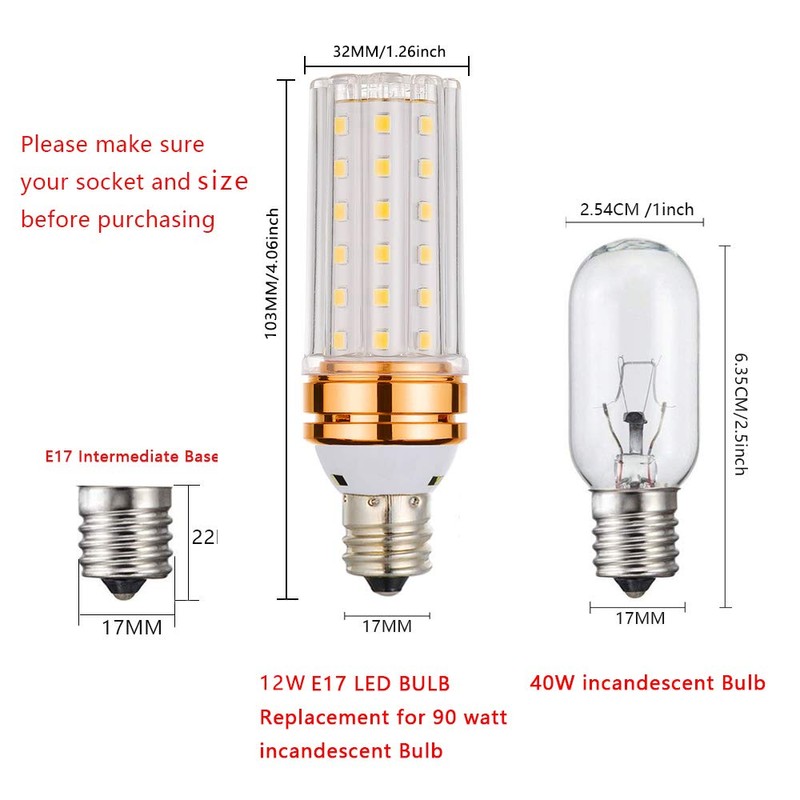 EKSAVE E17 LED 10W Light Bulb,80-100W Equivalent,Intermediate Base,Not Dimmable 3000K