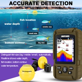 LUCKYLAKER Boat Transducer Fish Finders Sonar Wireless Handheld Depth Finder Kayak Waterproof Display Fish Finders Sensor Wired Ice Fishing