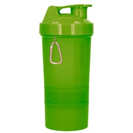 Cilindro Shaker para proteina 450ml. Botella con compartimentos y mezclador. Varios colores. (Verde)