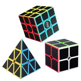 CFMOUR Original Speed Cube 3x3, 4x4, 5x5 and Set of Fast Magic Cube for Kids, Smooth Carbon Fiber Cubes Puzzle Toys (2black-2x3)