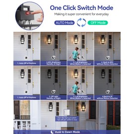 Motion Sensor Outdoor Wall Lights, Dusk to Dawn Outdoor Lighting with Water Glass, Waterproof Exterior Light Fixture Wall Mount for House Patio Garage Porch, Bulb Included