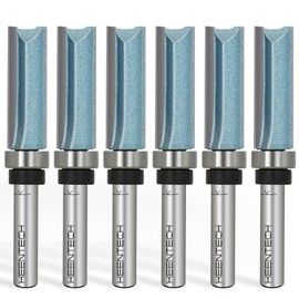 KEENTECH 6PCS Router Bits Set 1/4" Shank, Flush Trim Router Bit, Top Bearing Carbide Tipped Pattern Bit, Template Straight Heavy Duty Woodworking Trimming Cutting Tool, 1/2" Diameter 1-1/2" Depth