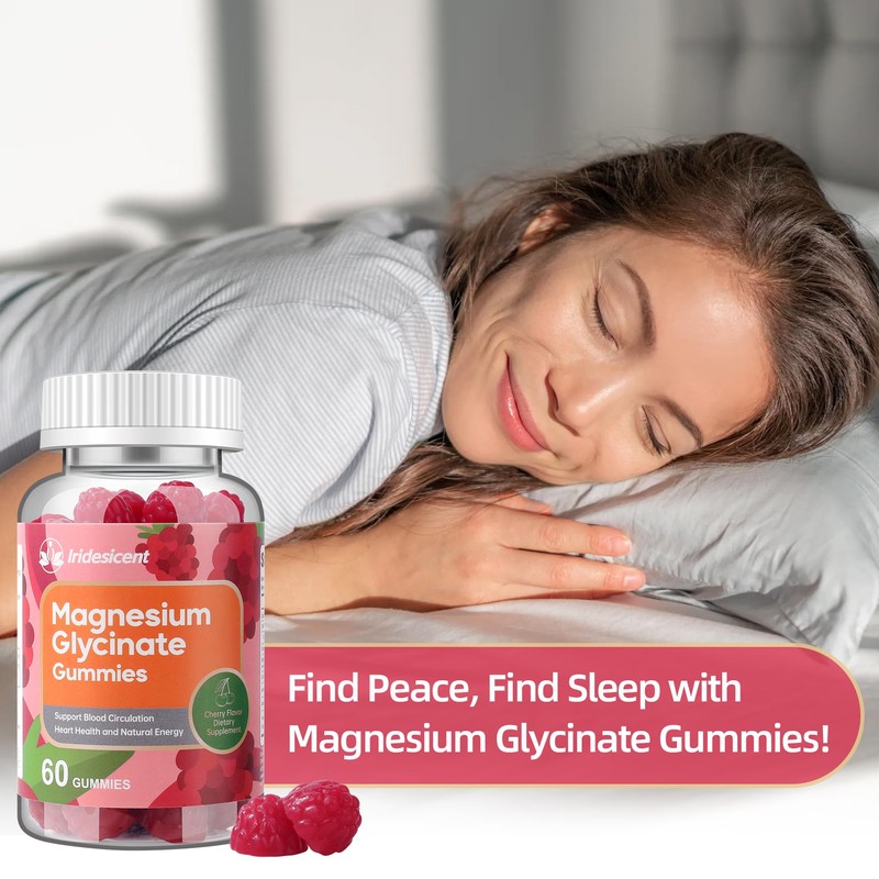 IRIDESICENT Magnesium Glycinate Gummies 400mg, Sugar Free Magnesium Supplement w/Ashwagandha,