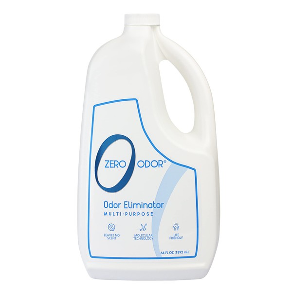 Zero Odor – Multi-Purpose Odor Eliminator- Eliminate Air & Surface Odor – Patented Technology Best for Bathroom, Kitchen, Fabrics, Closet- Smell Great Again, 64oz Refill