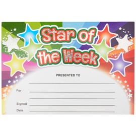 SuperStickers 'Star of The Week' Rainbow Sparkling Certificates. A5 certificates. Pack of 20.