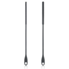 Tucnoeu 2 Stück Silikon Strohhalm Reinigungsbürste, Wiederverwendbare Reinigungsbürste Strohhalm, Strohhalmbürste Biegsam Für Glas Metall (Schwarz)