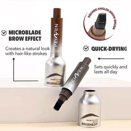 2 Pcs Liquid Eyebrow Brush, Brow-Fection Angled Brush & Dip Liquid Eyebrow Gel, Multi-Functional Pressed Wild Eyebrow Pencil, Long Lasting and Waterproof Brow Pen Quick Drying (2# Auburn)