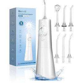 Water Flosser Cordless for Teeth Cleaning: LED Display 5 Modes Oral Irrigator Pick with 300ML Tank, IPX7 Waterproof Rechargeable Water Floss with 6 Jet Tips for Home Travel