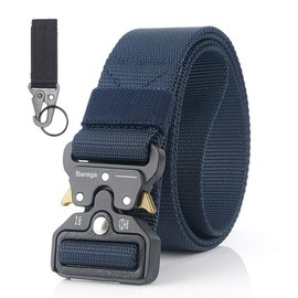 Men Tactical Belt, Military Style Quick Release Nylon Belt, Gift with Hook(Blue)