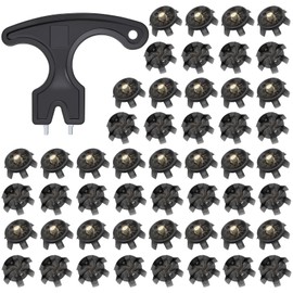 51 Pcs Golf Shoe Spikes Replacements Set 50 Golf Shoe Cleats Replacement & 1 Black Golf Cleats Spanner Metal Thread Screw 6 mm Dia Golf Accessories Golf Gifts for Men Women Black