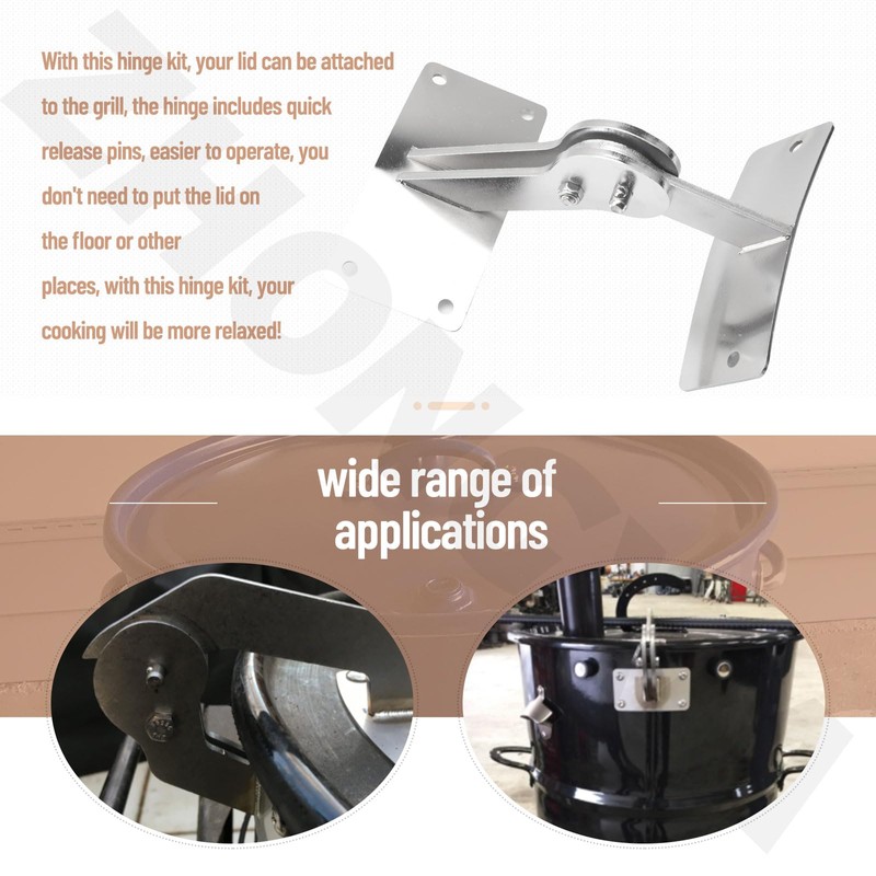 Stainless Steel Grill Lid Hinge Kit Compatible with We-BER Smokey