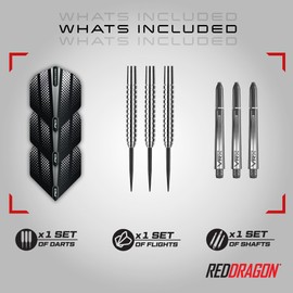 Red Dragon Rebel 23g - 90% Tungsten Steel Darts with Flights, Shafts