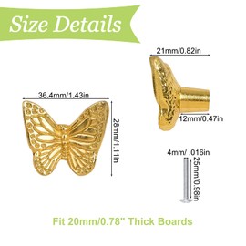 UFURMATE Drawer Knobs, 6Pcs Zinc Alloy Pulls Knobs Antique Pull Handles Single Hole Furniture Cabinet Knobs with Screws for Drawer, Cupboard (Gold Butterfly)