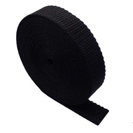 Heavy Duty Webbing Strap Tape - 5 metres - Rucksack/Backpacks, Luggage/Cargo Strapping, Belts (Black, 25mm)