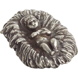 DANFORTH Baby Jesus in Manger Nativity Figurine – Miniature - Handcrafted Pewter Nativity Figurines – 7/8” Long by 11/16” Wide, Made in USA