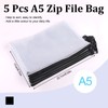 Pack of 5 Document Bags, A5 Document Bag with Zip,
