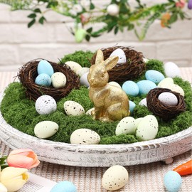 Wesiti Easter Decoration Set Artificial Birds Nest Easter Bunny Figurines DIY Easter Eggs Craft Fake Moss for Easter Table Topper Decor Garden Yard Home Party Office Gift Easter Party Decorations