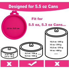 Comtim Cat Food Can Covers Lids for 5.5 oz Cans, 2 Pack Silicone Cat Food Can Lids for 5.5 oz 5.3 oz Cans...Pet Food Can Covers Reusable Can Toppers Savers for Wet Food (Hot Pink)