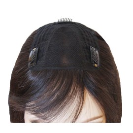 Real Remy Human Hair Toppers for Women with Thinning Hair, Natural Black Hair Pieces with Bangs, 10 Inches Straight Hair Topper for Women with Hair Loss, 4.5 x 5 Inches Base Clip in Hair Piece Wiglet, 130% Density.