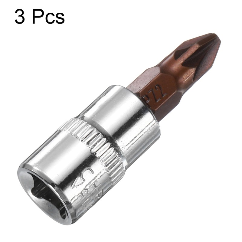 sourcing map 3pcs PZ2 Phillips Bit Socket 1/4" Square Drive