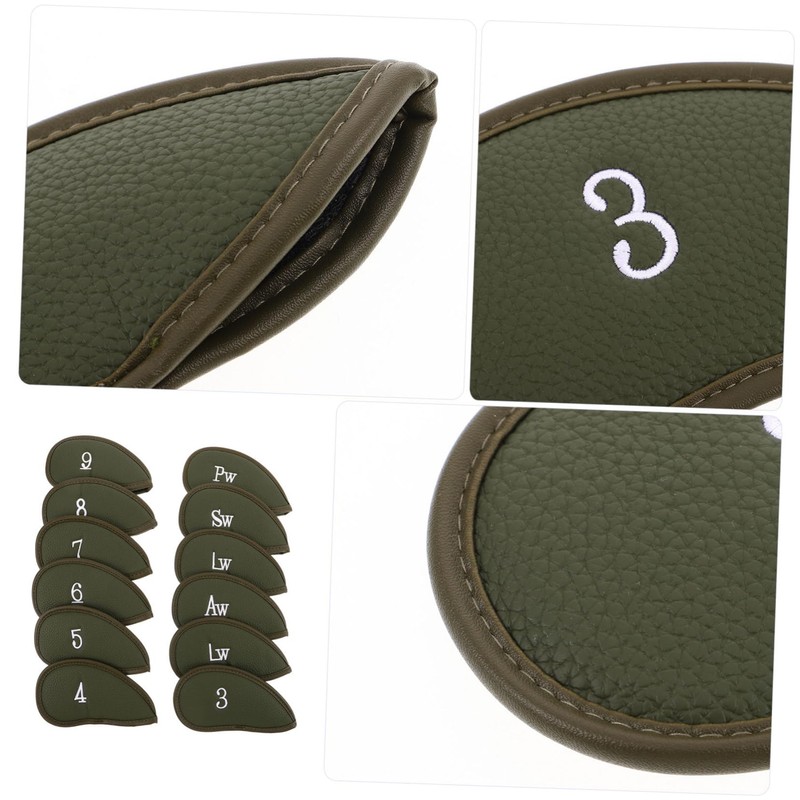 SUPVOX 12pcs PU Fake Leather Golf Iron Head Covers Reusable