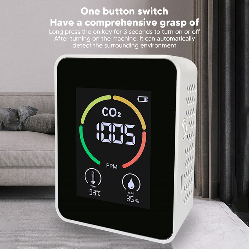 CO2 Detector with Display Screen ABS Battery USB Charging Multi