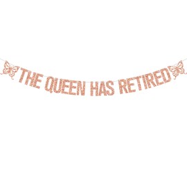 The Queen Has Retired Banner, Retirement Hanging Decorations Women, Officially Retired, Happy Retirement Party Decorations, Rose Gold Glitter