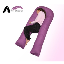 A ATH COLLECTION Pregnancy Pillowcase 9 FT, 12 FT, U Shaped Full Body Pillow Cover with zip, Nursing, Support and Maternity Pillow for Pregnant Women Cover Only (9 FT, Burgundy)