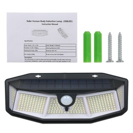 Tomshine Outdoor Solar Wall Lights 308LEDs PIR Motion Sensor Light with 270° Wide Lighting Angle 3 Modes Secure Night Light for Porch Yard Driveway Garage Porch Garden