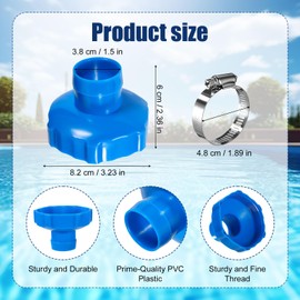 Lyreh Surface Skimmer Hose B Adapter with Hose Clamp, Swimming Pool Skimmer Hose B Adapter Compatible with Intex Pool Part 28000E 28335EH 28337EH 28341WA 28365EH 28375EH 28395EH
