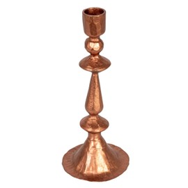 Creative Co-Op 8.25" L Round Hand-Forged Cast Metal Taper Holder, Copper Finish