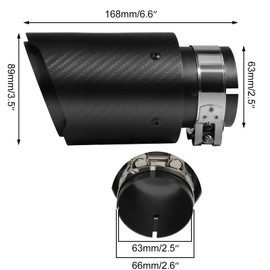 Vechkom 2.5 "Inlet 3.5" Outlet Exhaust Tips Exhaust Stainless Steel and Glossy Carbon Fiber Car Exhaust Tip 6.6" Length Universal for Vehicles with 2.5" O.D.(Matt All Black)2PCS