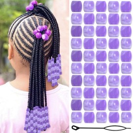 VENOFEN 50PCS Purple Loc Beads Hair Dreadlock Decoration Acrylic Pony Beads Cute Braids Accessories Dreadlocks Hair Jewelry Making Kit
