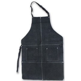 KNIGHT GUARD Genuine Leather Bib Style Shop Apron | 2 Pockets In Black Color