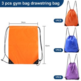 FFDHWU 3 Pieces Of Drawstring Pockets, Adjustable Drawstring Backpack, Waterproof Swimming Bag, Fitness Clothing Bag, Travel Storage Bag, Large-Capacity Sports Drawstring Pocket