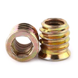 20Pcs Zinc Plated Carbon Steel Screw in Nut, Hex Socket Drive Threaded Insert Nuts for Wood Furniture(M8*15mm)