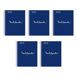 Miquel Rius Case of 5 M Emotions 1 Subject Notebooks, Lined 11" x 8.5", 80 Sheets Heavy Weight Paper, 3 Hole Punched, Micro-Perforated, Marine Blue Board Cover