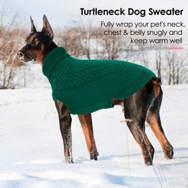 AOFITEE Small Dog Sweater, Dog Christmas Sweater for Small Dogs, Warm Puppy Sweaters with Turtleneck, Solid Color Pet Sweatshirt Knitwear Fall Winter, Pullover Clothes for Yorkie, Shih Tzu, Green S