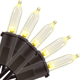 YULETIME Warm White LED Christmas Lights with Brown Wire, 33 ft 100 Count UL Certified Commercial Grade Holiday String Light Set (Warm White - Brown Wire)