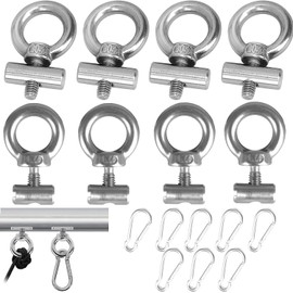 Norhogo Pack of 8 Piping Stoppers Stainless Steel with Carabiner, Piping Stopper with Carabiner, 304 Stainless Steel Piping Strips Stopper, Locking Kit Awning Stopper, Awning Rail Stopper for