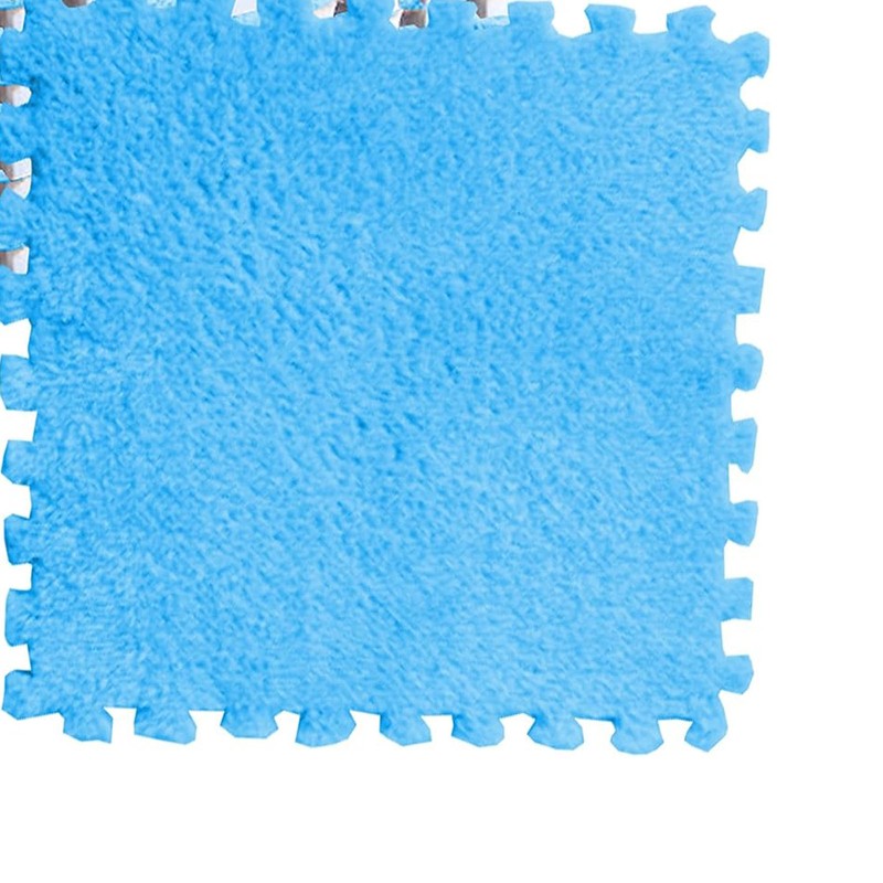 10pcs Plush Puzzle Floor Foam Mat Tiles Fluffy Cuttable Anti