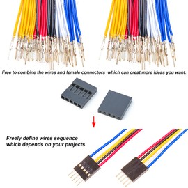 Kidisoii Dupont 2.54mm Wire Male to Female Dupont Connector and 22AWG Pre-Crimped Cable, Single Row 1/2/3/4/5/6/7/8/9/10P JST Connector with Length of 10/30/50/100cm Dupont Wire (2Pcs MF 5P-30CM)