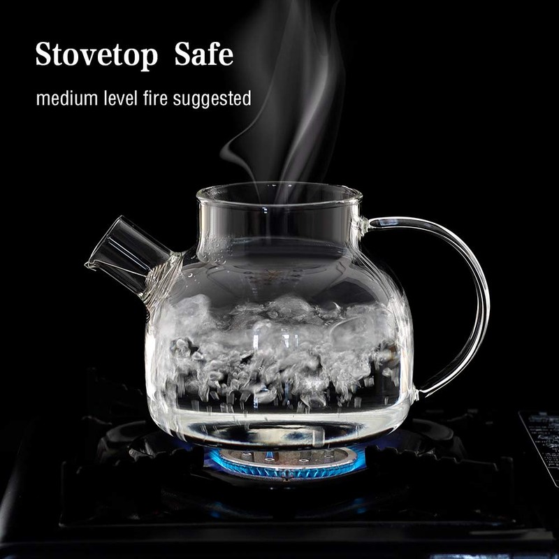 CnGlass Glass Teapot Stovetop Safe,30.4oz Clear Tea pot with Removable