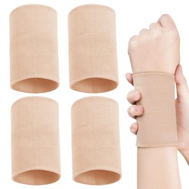 SHEHARUHI 2 Pairs Wrist Wraps Men & Women Beige Spor tCompression Wrist Brace Wrist Sleeve Elastic Wrist Widget Bands Supports Carpal Tunnel Tattoo Cover Up(XX-Large)