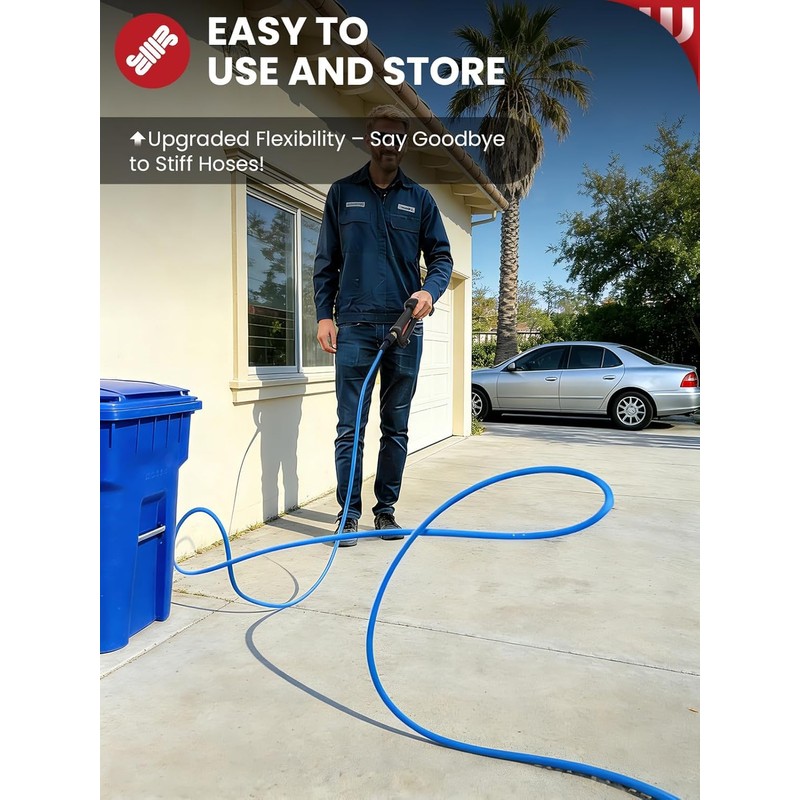 WOJET Pressure Washer Hose 25ftx1/4”, Ultra Flexible Power Washer Hose