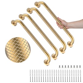 4 Pack 24 Inch Shower Grab Bar, YuanDe Gold Bathroom Grab Bar Handle w/Anti-Slip Knurled Grip, Stainless Steel Bath Balance Bar, 1.25" Diameter Safety Hand Rail Support,Handicap Injury Elderly Senior