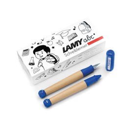 Lamy ABC Learning to Write Set Blue Including Gift Box 1x Child-Friendly Learner's Fountain Pen with Fine Nib and 1x Pencil, Non-Slip Grip, Plastic Cap and Cube